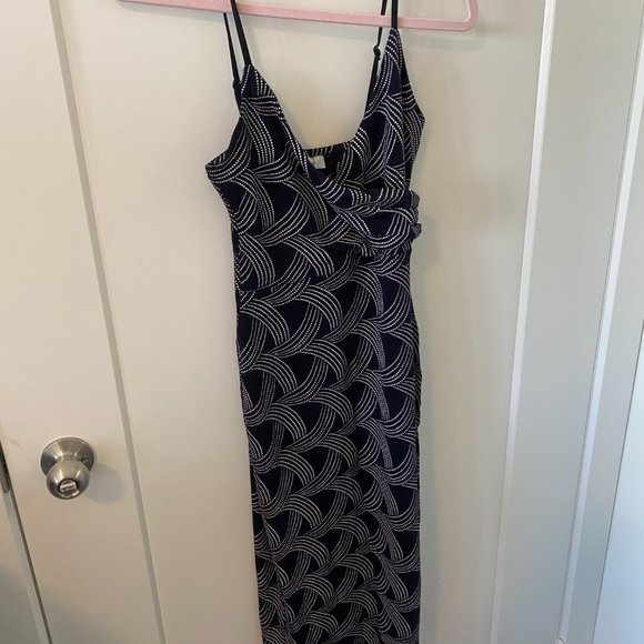 Blue and white fitted Stretchy Dress - Picture 6 of 6
